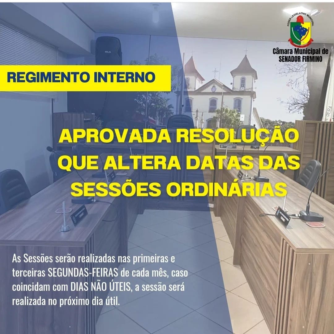 NOVAS DATAS PARA  AS SESSÕES ORDINÁRIAS